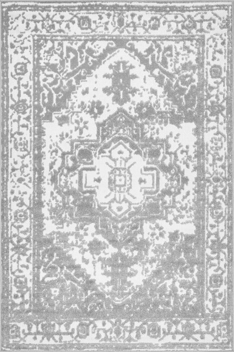 Floral Medallion Area Rug For Indoor Outdoor Use Grey 120x180cm