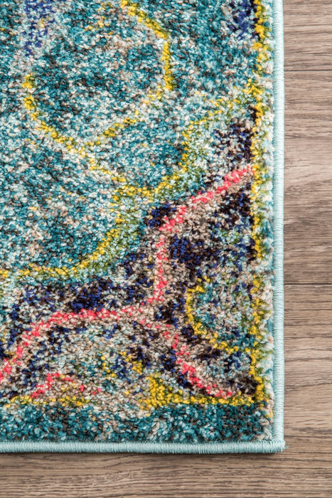 Floral Medallion Area Rug in Aqua for Cozy Living Spaces