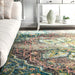 Floral Medallion Area Rug in Aqua for Cozy Living Spaces