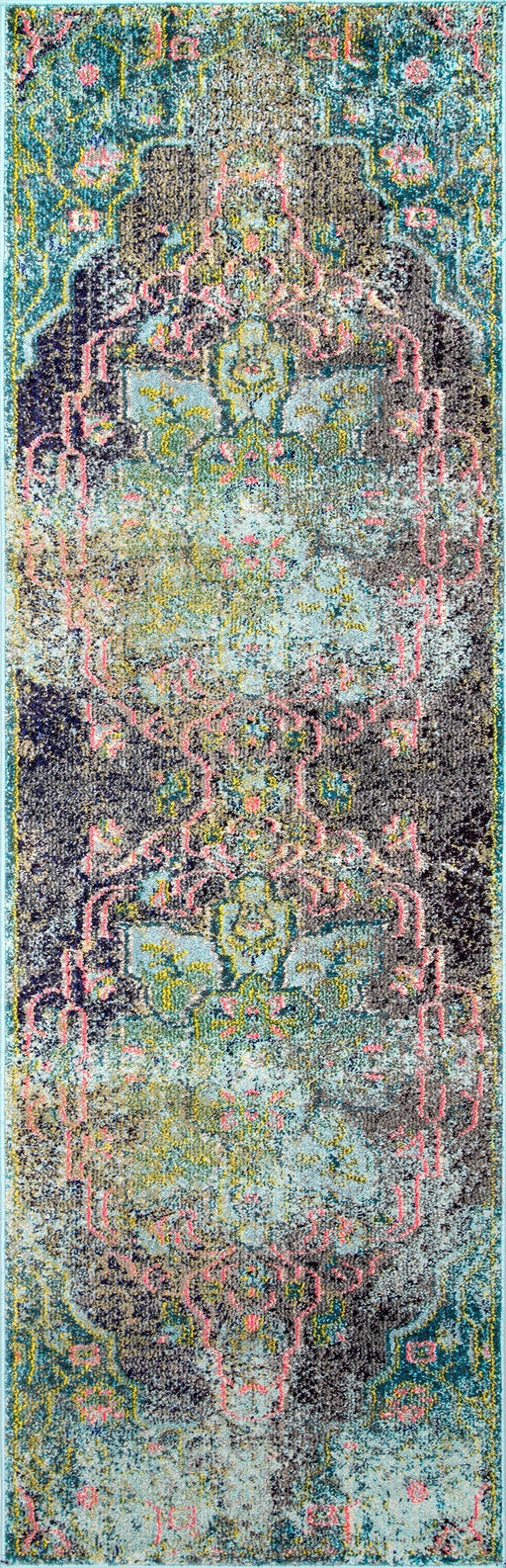 Floral Medallion Area Rug in Aqua for Cozy Living Spaces