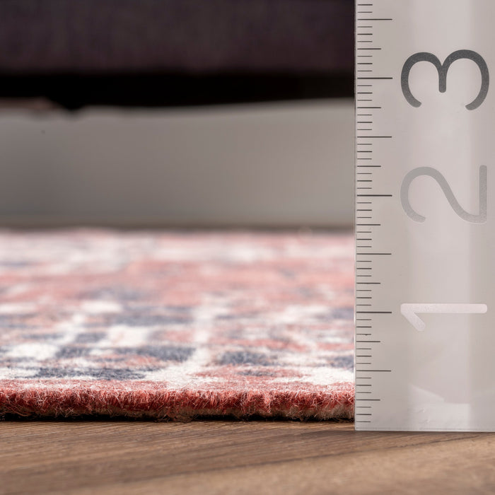 Floral Medallion Tasseled Area Rug 60x90 Centimeters Rust