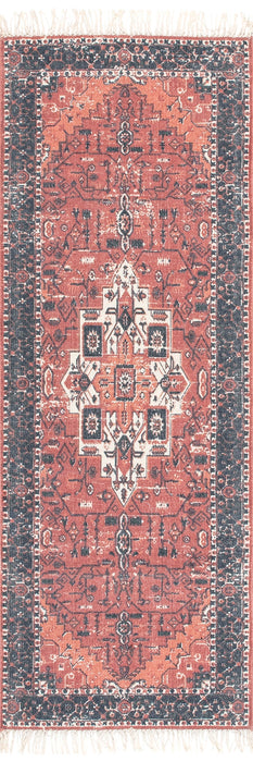 Floral Medallion Tasseled Area Rug 60x90 Centimeters Rust