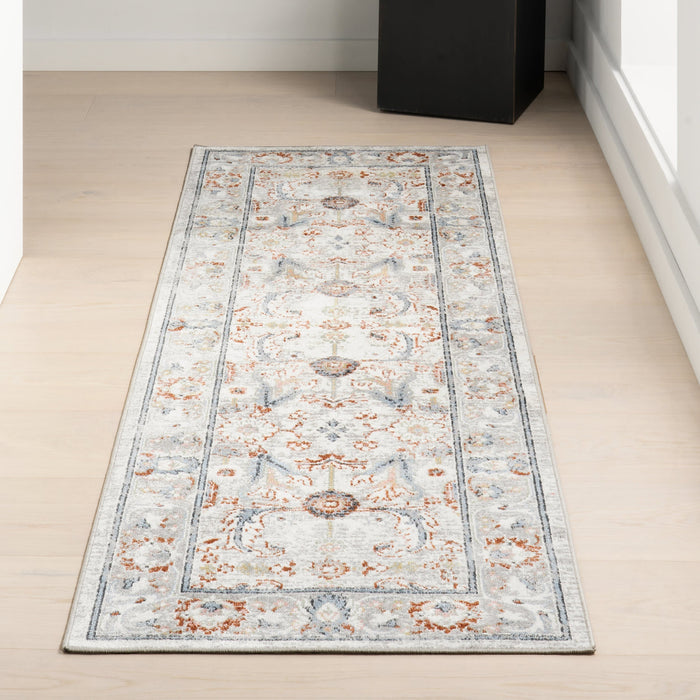 Floral Medallion Washable Area Rug in Rust 120x180 cm