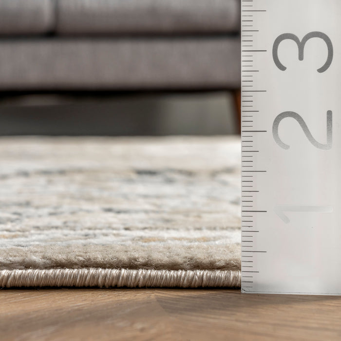 Floral Pattern Area Rug in Beige for Living Room Decor