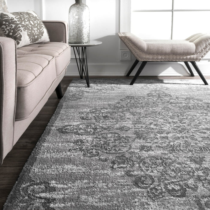 Floral Pattern Area Rug in Grey 120x180 cm