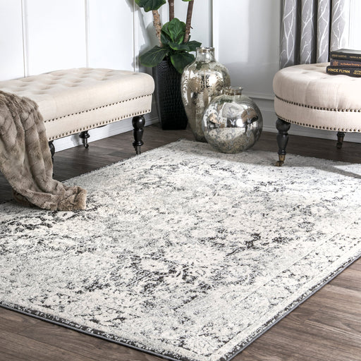 Floral Pattern Area Rug in Ivory for Modern Spaces