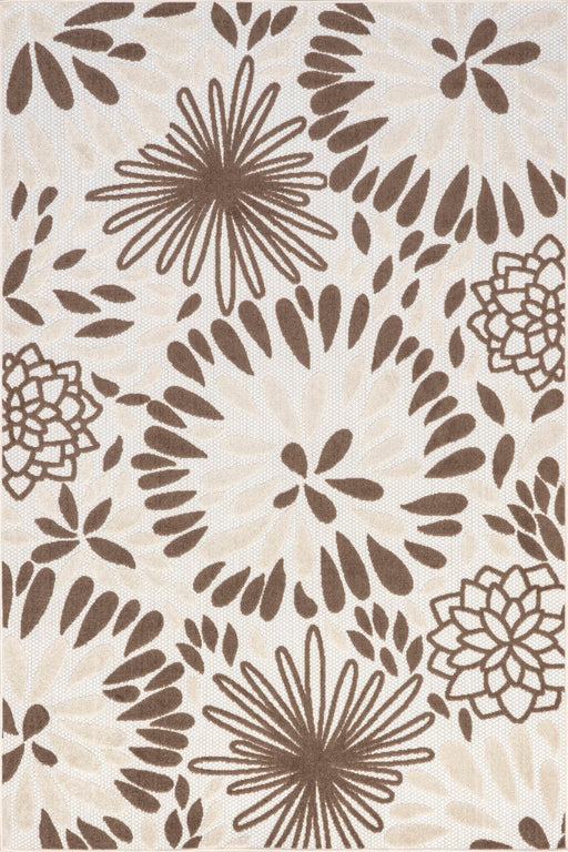 Tappeto per interni ed esterni con motivi floreali, 120x180 cm Beige