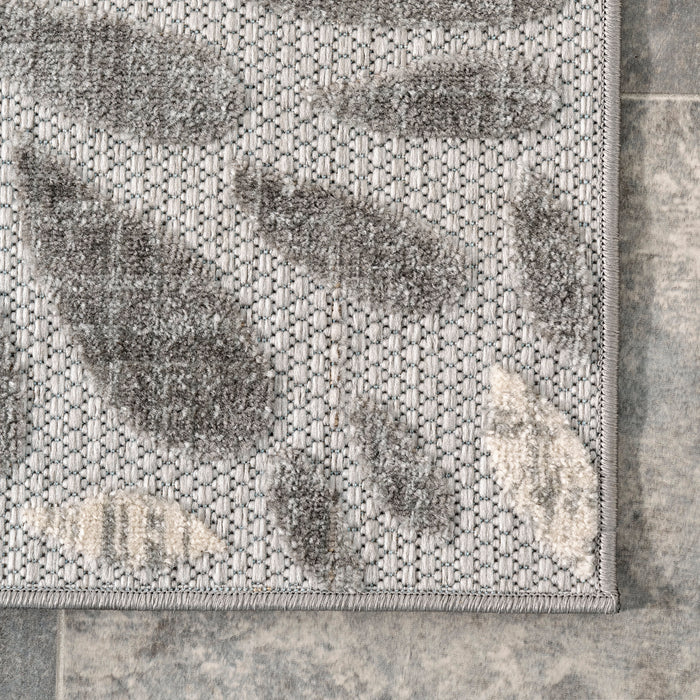 Floral Pattern Indoor Outdoor Area Rug Light Grey 120 cm