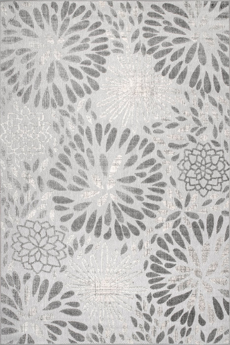 Floral Pattern Indoor Outdoor Area Rug Light Grey 160x230 cm