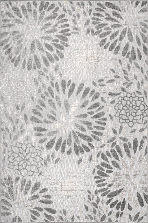 Floral Pattern Indoor Outdoor Area Rug Light Grey 160x230 cm