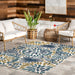 Floral Pattern Indoor Outdoor Area Rug Teal 120x180 cm