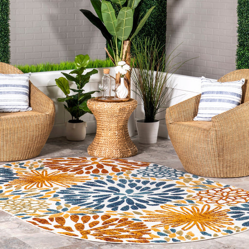 Floral Pattern Indoor Outdoor Area Rug in Blue 150x240 cm