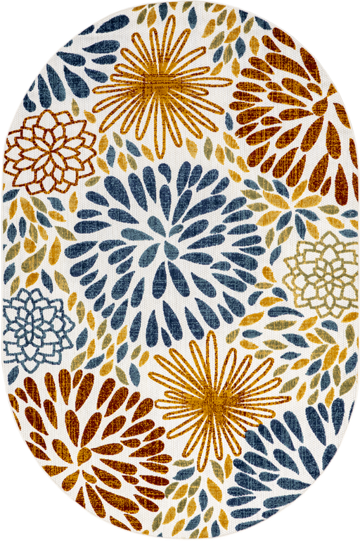 Floral Pattern Indoor Outdoor Area Rug in Blue 150x240 cm