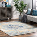 Floral Pattern Rug For Living Room Blue