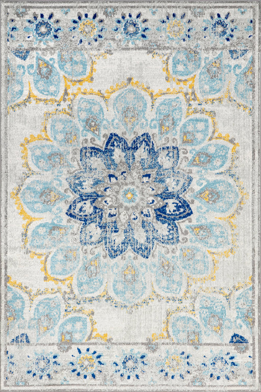 Floral Pattern Rug For Living Room Blue