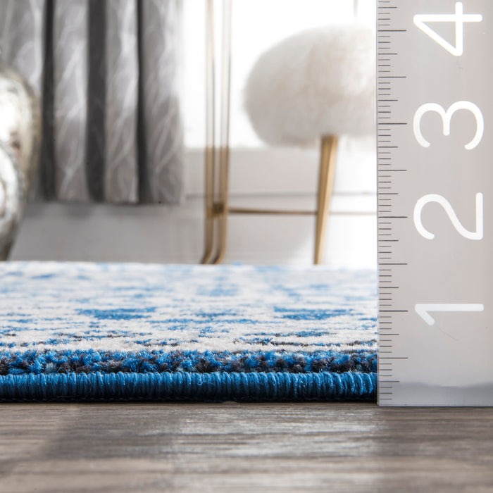 Tappeto con motivi floreali in blu scuro per la decorazione Home 