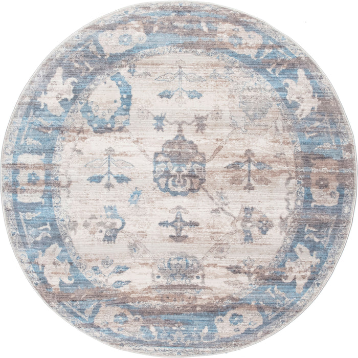 Floral Pattern Rug in Light Blue for Home Decor