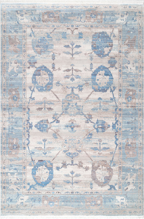 Floral Patterned Area Rug in Light Blue 50 x 80 cm