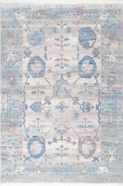 Floral Patterned Area Rug in Light Blue 50 x 80 cm