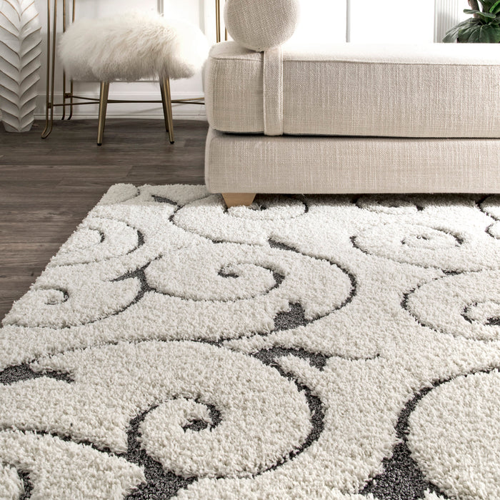 Floral Vines Area Rug 160cm Soft Cream Design