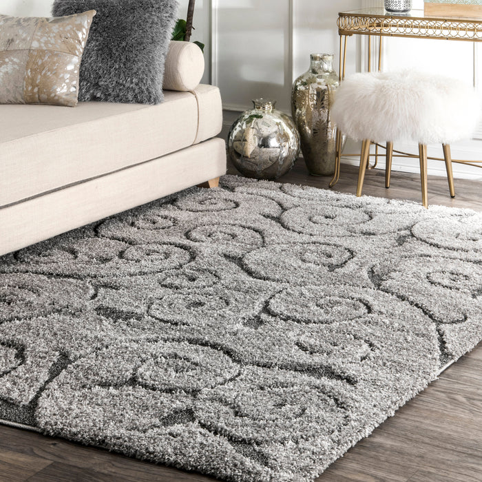 Floral Vines Area Rug Dark Grey 160x230 cm