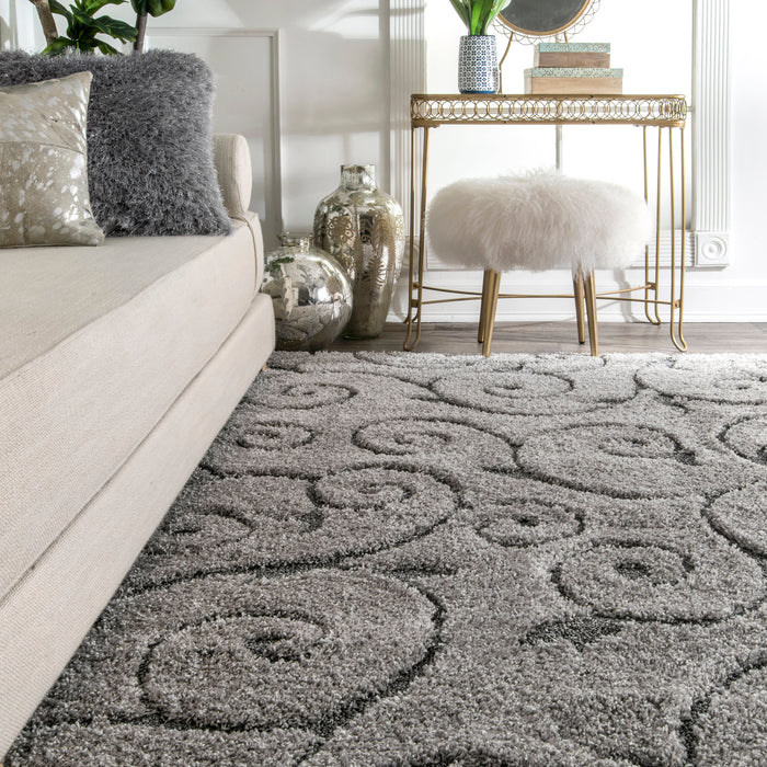 Floral Vines Area Rug Dark Grey 160x230 cm