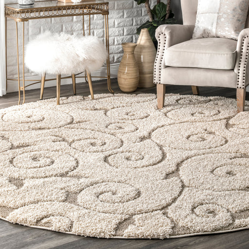 Floral Vines Area Rug in Cream