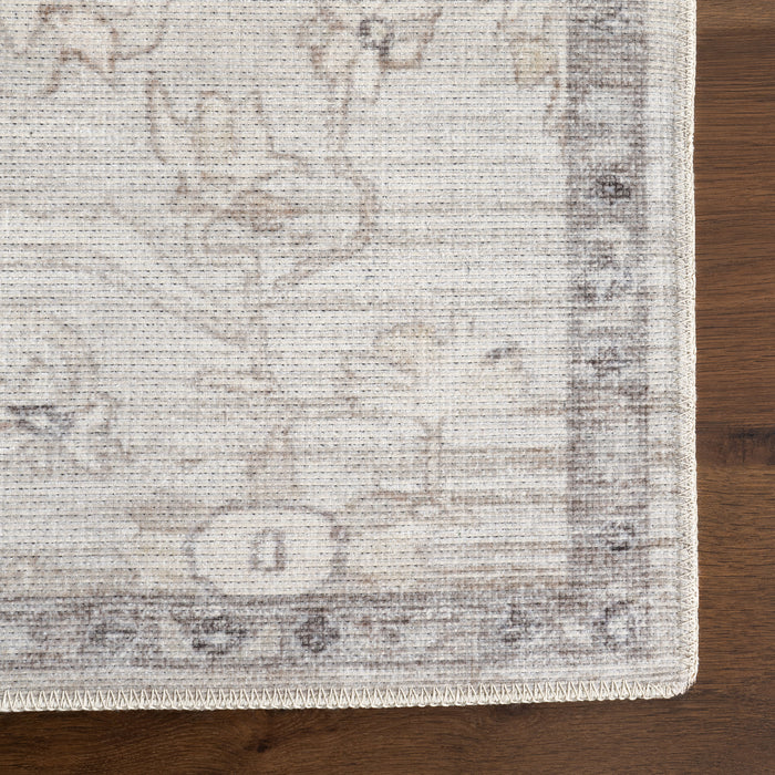 Floral Washable Area Rug 120x180 cm Taupe Color