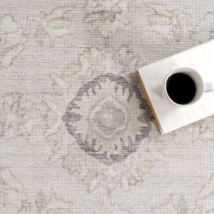 Floral Washable Area Rug 120x180 cm Taupe Color