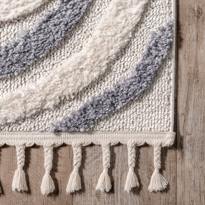 Floral Waves Kids Area Rug 120 cm Beige