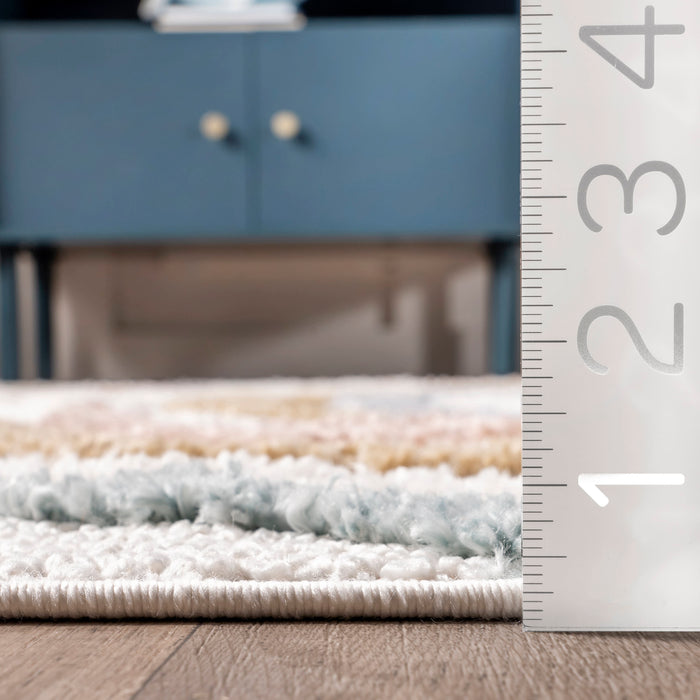 Floral Waves Kids Area Rug 120 cm Beige