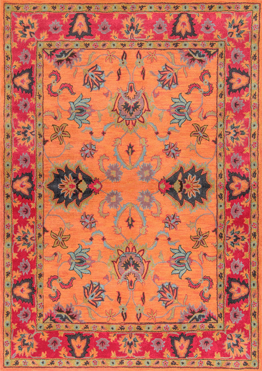 Floral Wool Area Teppe 160x230 cm i oransje farge