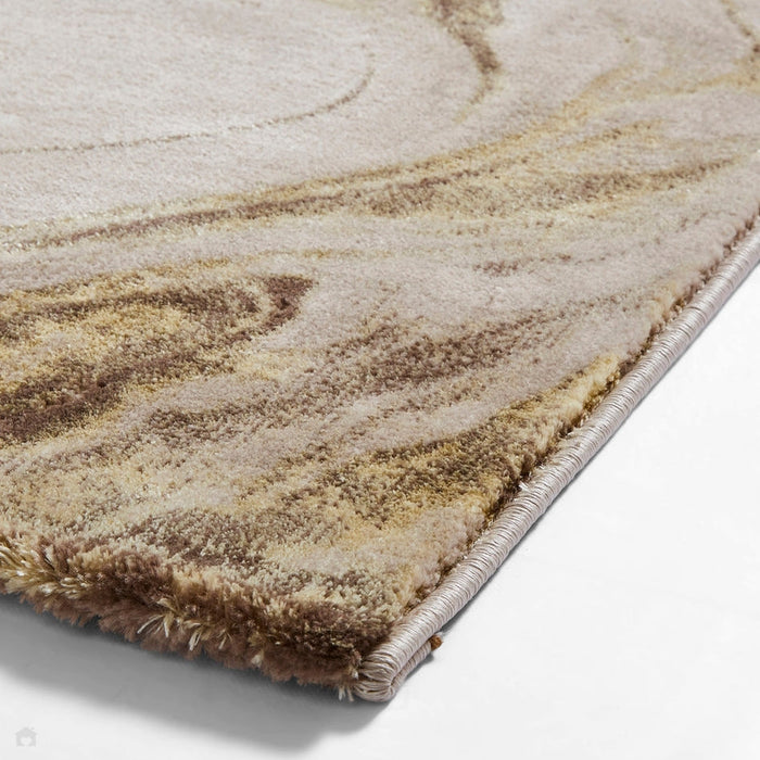 Florence 50031 Modern Abstract Metallic Marble Distressed Textured High-Density Soft Beige/Brown/Gold Rug