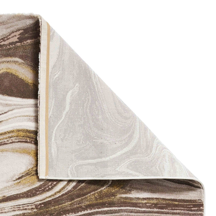 Florence 50031 Modern Abstract Metallic Marble Distressed Textured High-Density Soft Beige/Brown/Gold Rug