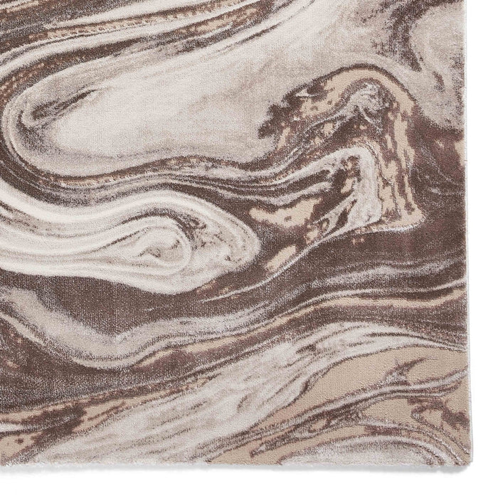 Florence 50031 Modern Abstract Metallic Marble Distressed Textured High-Density Soft Beige/Brown/Silver Rug