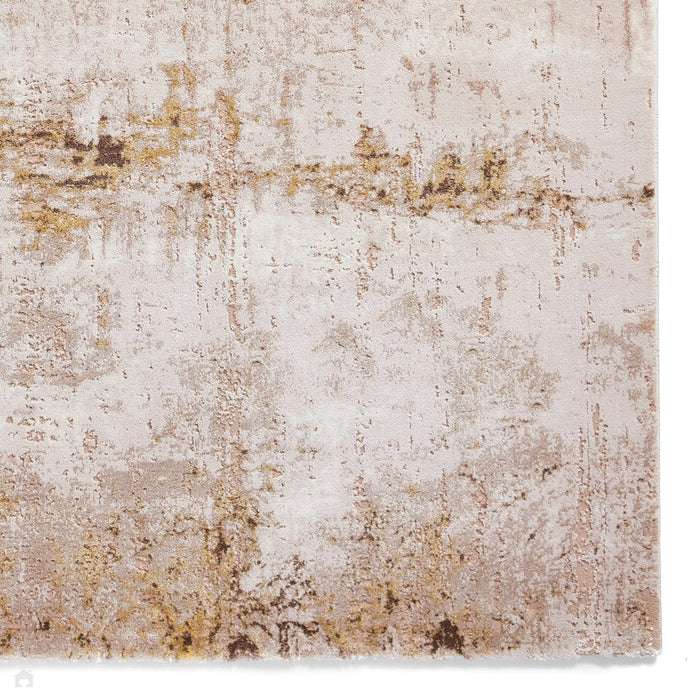 Florence 50034 Modern Abstract Metallic Distressed Textured High-Density Soft Beige/Brown/Gold Rug