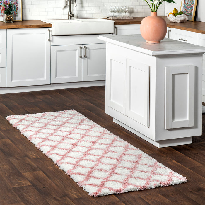 Fluffy Baby Pink Shag Area Rug 120x180 cm