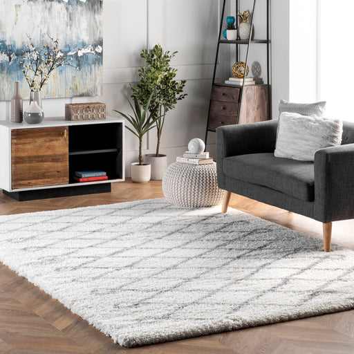 Fluffy Grey Shag Area Rug For Living Room And Bedroom