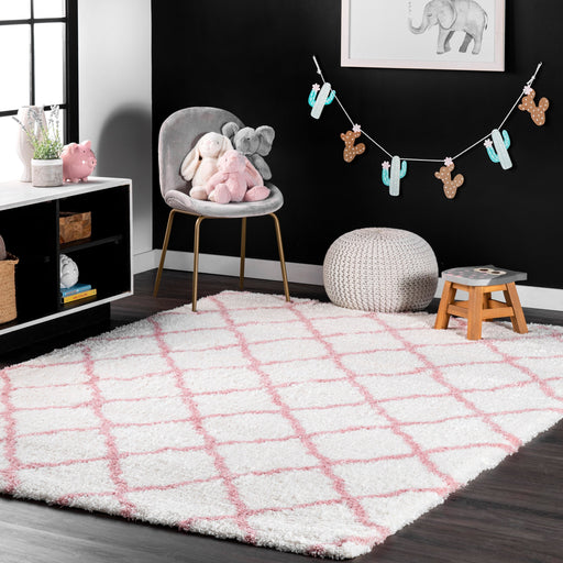 Fluffy Shag Area Rug in Baby Pink for Cozy Spaces