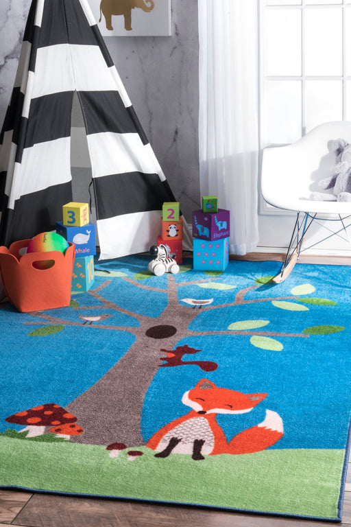 Fox And Tree Friends Colorful Kids Area Rug 120x160 CM