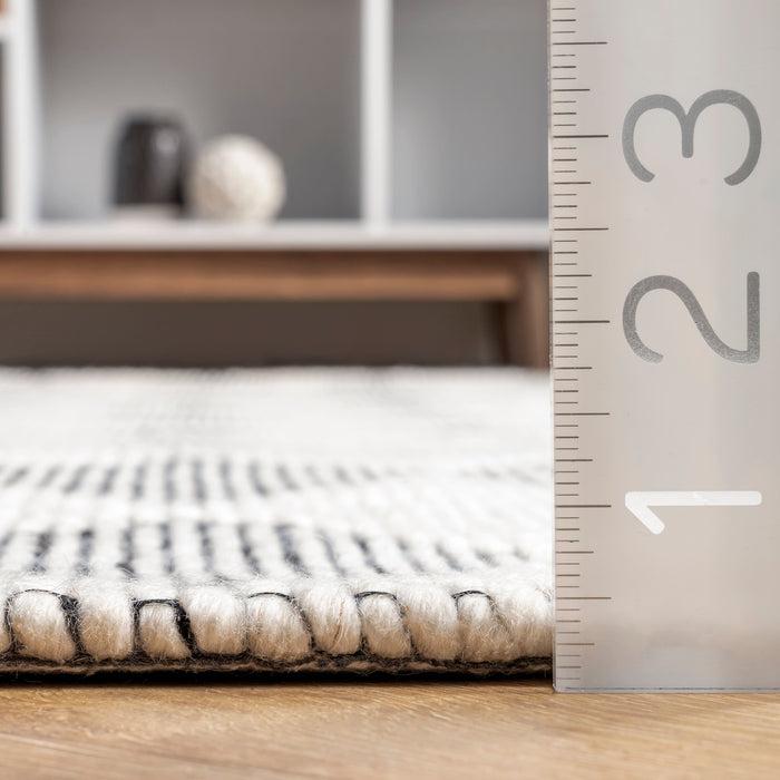 Fractal Diamond Wool Area Rug 152Cm Grey