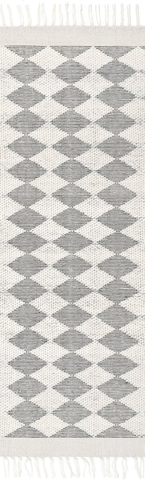 Fractal Diamond Wool Area Rug 152Cm Grey