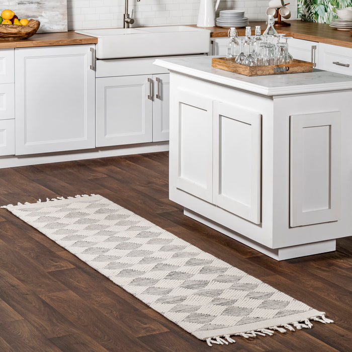 Fractal Diamond Wool Area Rug 152Cm Grey