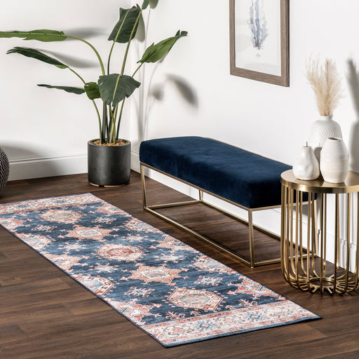 Francesca Washable Navy Area Rug for Busy Homes