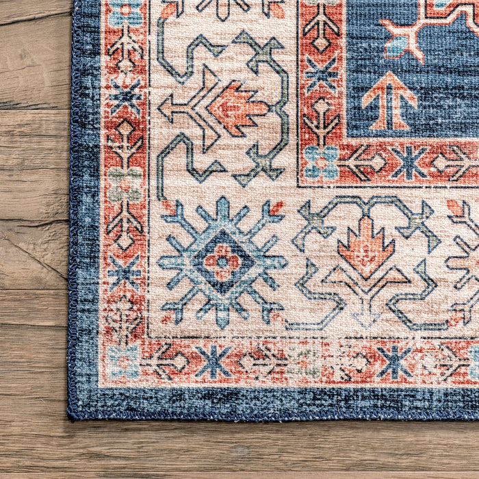 Francesca Washable Navy Area Rug for Busy Homes