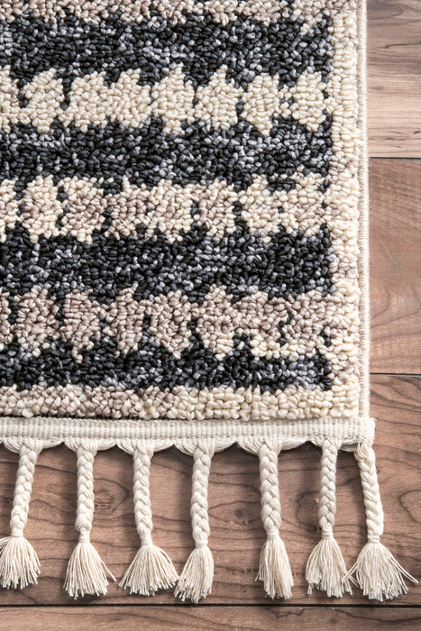 Freckled Stripes Tassel Area Rug 160x230 cm Grey