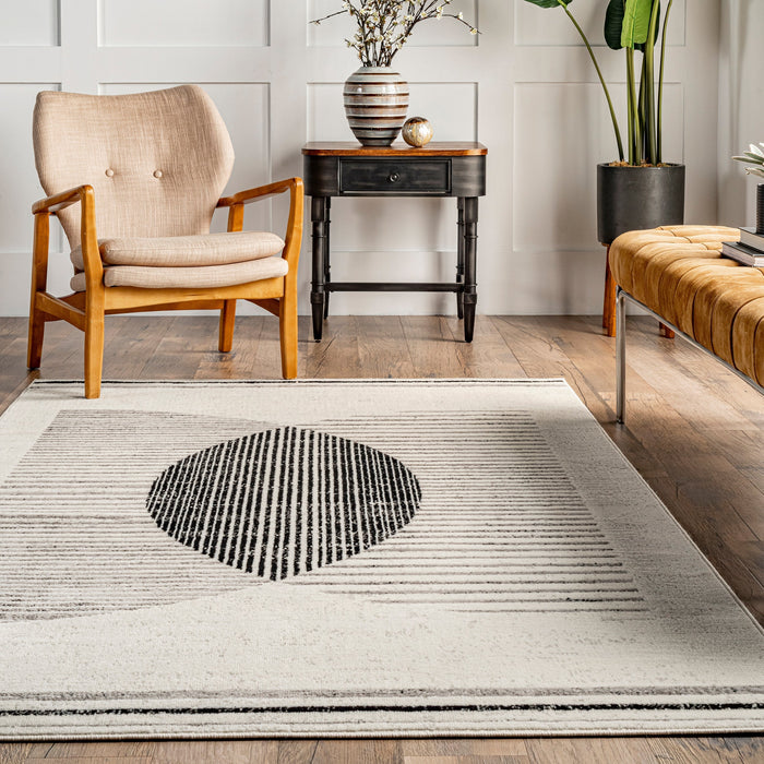 Freya Grey Abstract Eclipse Area Rug 140x200 cm