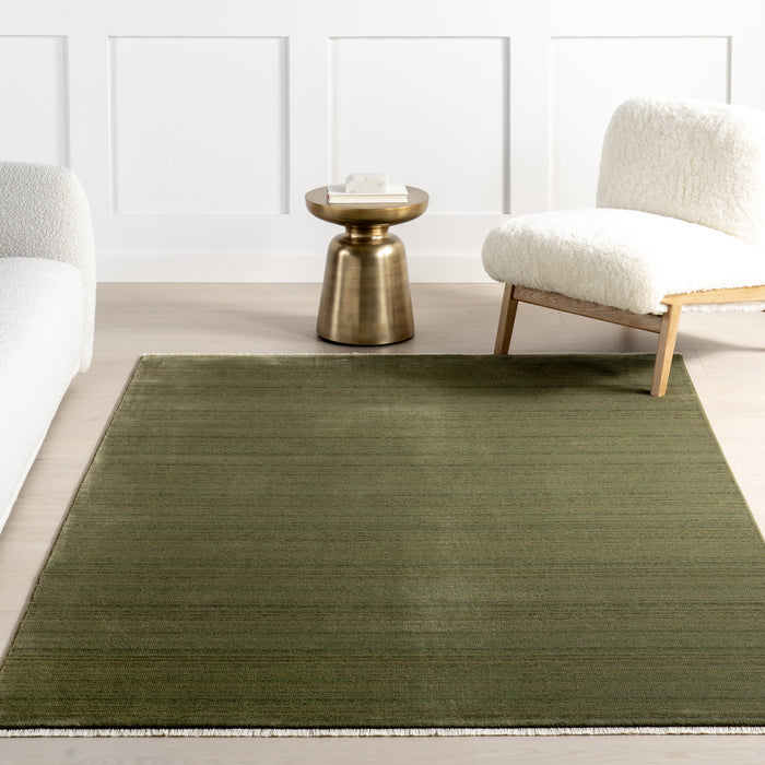 Fringed Area Rug in Dark Sage 160 x 230 cm