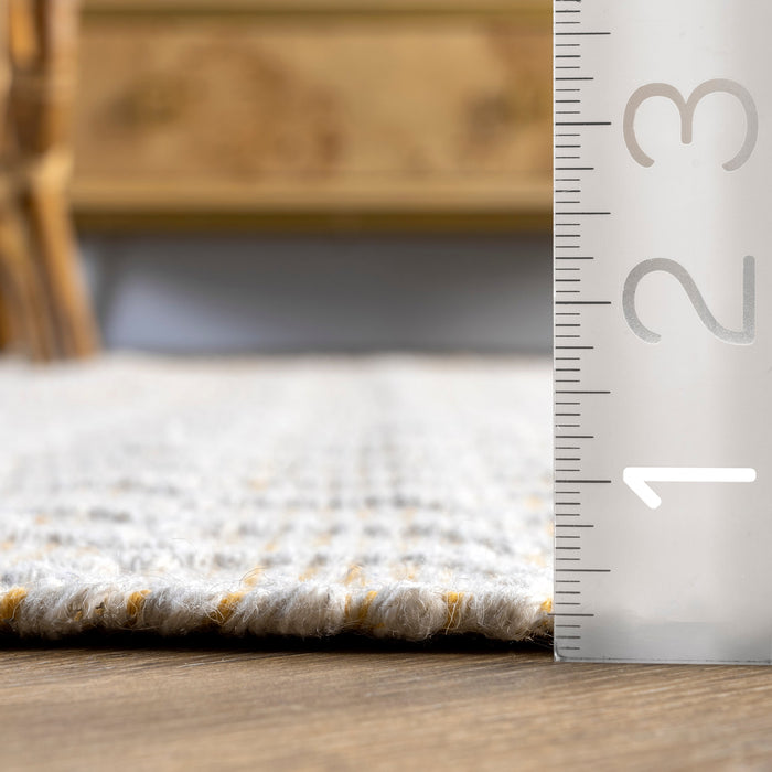 Fringed Beige Area Rug With Crosshatch Pattern 160x230 cm