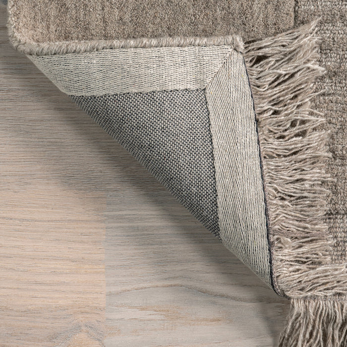 Tappeto in misto lana beige con frange, 160x230 cm